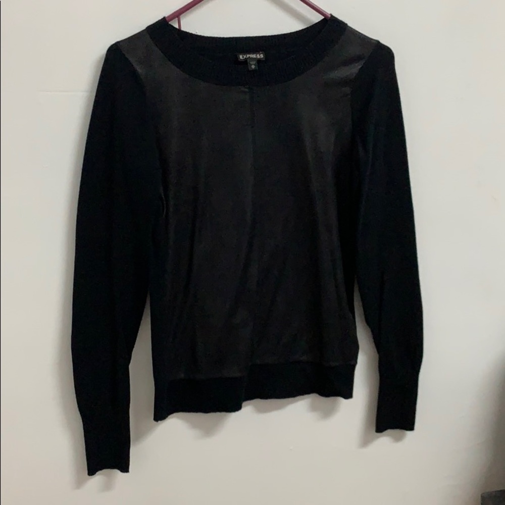 Black sweater with faux leather